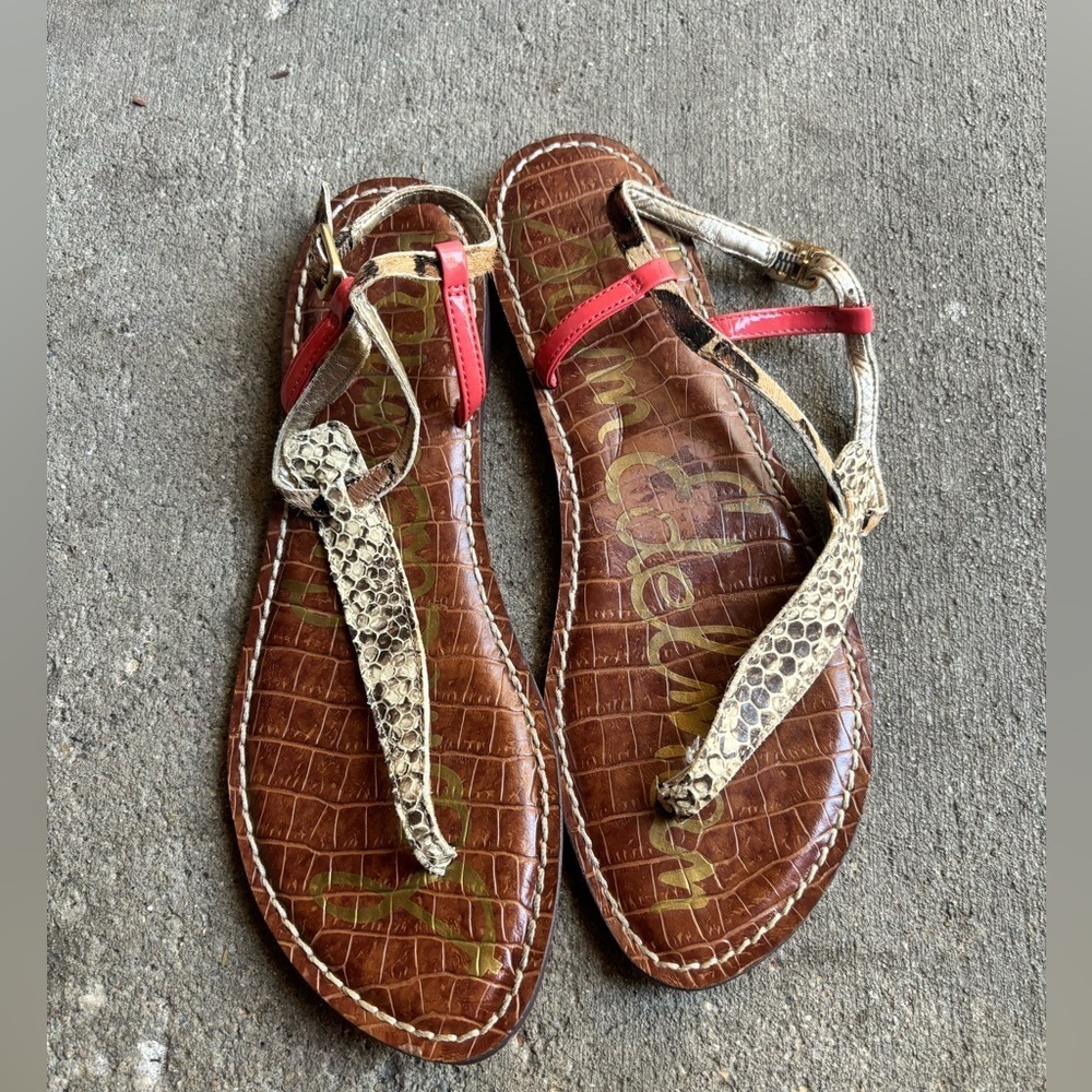 Sam Edelman GiGi Sandal Pink Animal Print Womens size 8 EUC